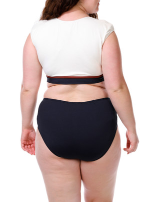 Thumbnail 3: Bleu Rod Beattie Women's Plus 2 Pc Cap Sleeve Crop Top Swimsuit 