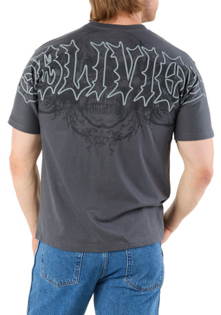 Thumbnail 2: Eighty Eight Men's Embroidered Oblivion Skull Heavy Tee 