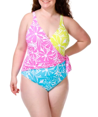 Thumbnail 1: Bleu Rod Beattie Womens' Plus Cross Front Side Tie Swimsuit 