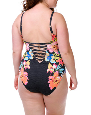 Thumbnail 4: Bleu Rod Beattie Women's Lace Down One Piece Floral Swimsuit 