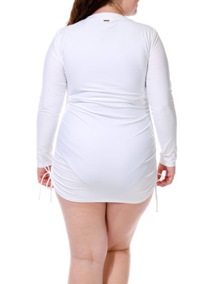 Thumbnail 3: CABANA LIFE Women's Embroidered Ruched Rashguard Cover Up 