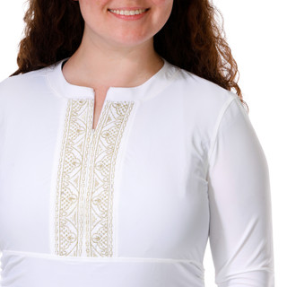 Thumbnail 4: CABANA LIFE Women's Embroidered Ruched Rashguard Cover Up 