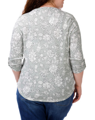 Thumbnail 3: Joie De Vivre Women's Plus Split Neck Floral Print Top 