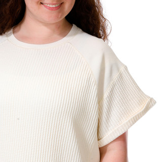 Thumbnail 3: FARMERS MARKET Women's Plus Waffled Cuffed Sleeve Top 