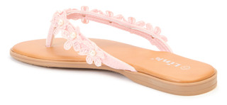 Thumbnail 3: Link Girls Floral Pearl Flip Flops 