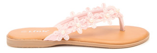 Thumbnail 4: Link Girls Floral Pearl Flip Flops 