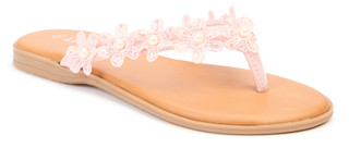 Thumbnail 1: Link Girls Floral Pearl Flip Flops 