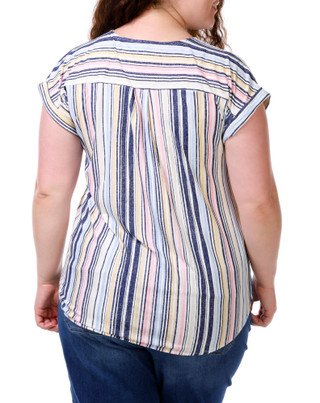 Thumbnail 3: Love Potion Women's Plus Quarter Zip Striped Top 