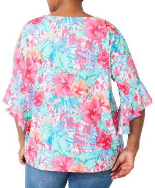 Thumbnail 2: Onque Plus Flounce Sleeve Floral Top 