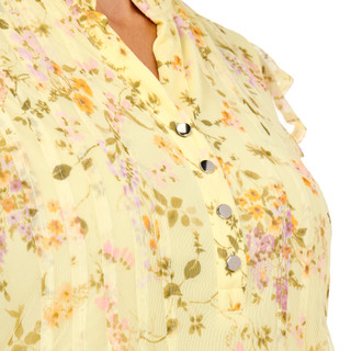 Thumbnail 2: Cocomo Women's Flutter Sleeve Mesh Floral Top 