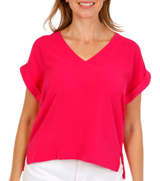Thumbnail 1: BOBEAU Women's Short Sleeve Airflow V-Neck Top 