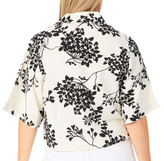 Thumbnail 2: ABS Women's Elbow Sleeve Button Down Print Top 