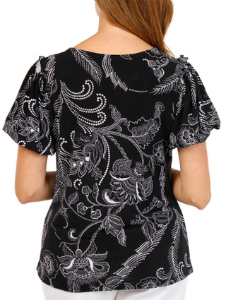 Thumbnail 3: ADRIENNE VITTADINI Women's Floral Asymmetrical Neck Top 