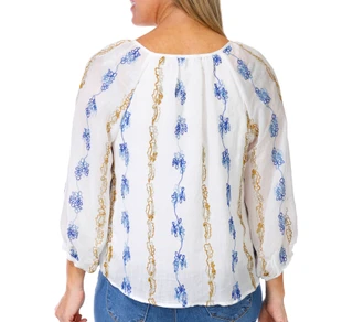 Thumbnail 3: FIGUEROA & FLOWER Women's 3/4 Sleeve Embroidered Floral Top 
