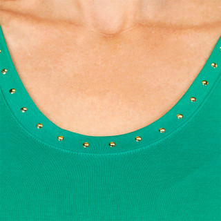 Thumbnail 3: CARMEN MARC VALVO Women's Studded Scoop Neck Tank Top 
