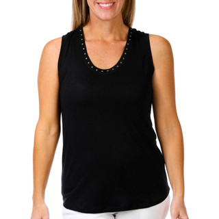 Thumbnail 1: CARMEN MARC VALVO Women's Studded Scoop Neck Tank Top 