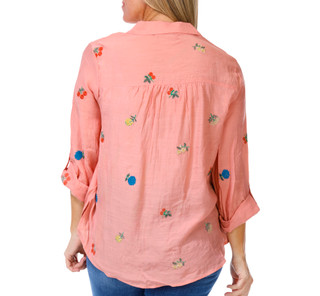 Thumbnail 2: FIGUEROA & FLOWER Women's Button Down Papaya Top 