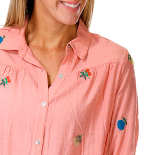 Thumbnail 3: FIGUEROA & FLOWER Women's Button Down Papaya Top 