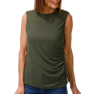 Thumbnail 1: CARMEN MARC VALVO Women's Crepe Knit Ruched Side Top 