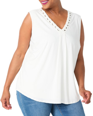 Thumbnail 1: HARPER 241 Plus Grommet Neckline Tank Top 