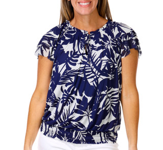 Thumbnail 1: HARPER 241 Women's Mesh Banded Bottom Top 