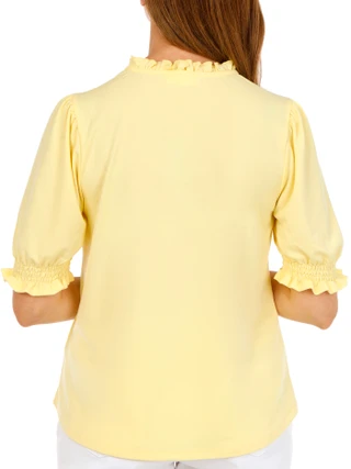 Thumbnail 2: RIO & RIAN Women's Crepe Ruffle Neck Tie Top 