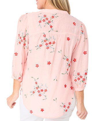 Thumbnail 2: FIGUEROA & FLOWER Women's 3/4 Sleeve Button Front Embroidered Top 