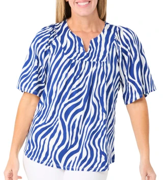 Thumbnail 1: Cocomo Women's 3/4 Bubble Sleeve Stripe Top 