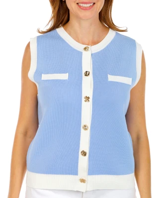Thumbnail 1: Ellen Tracy Women's Button Front Sweater Vest 