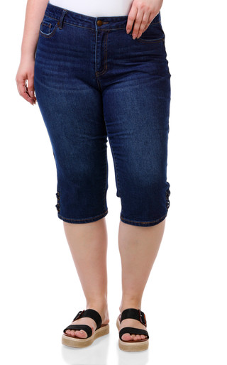 Thumbnail 1: D. Jeans Women's Plus Lace Up Hem Capris 