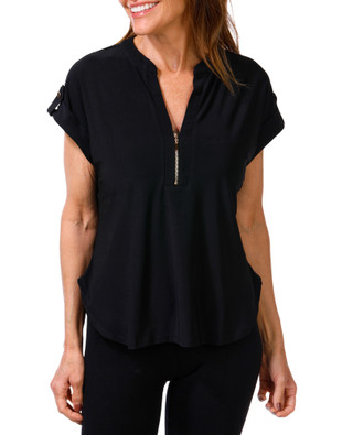 Thumbnail 1: Joie De Vivre Women's Cap Sleeve Quarter Zip Top 