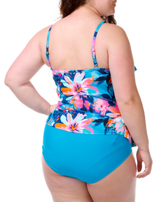Thumbnail 2: YOUR BEST LOOK Women's Plus 2 Pc Ruffled Tier Top Swimsuit 