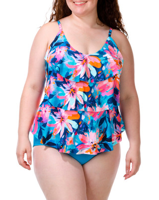 Thumbnail 1: YOUR BEST LOOK Women's Plus 2 Pc Ruffled Tier Top Swimsuit 