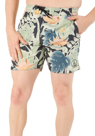 Thumbnail 1: VOLCOM Men's Tropical Print Swim Shorts 