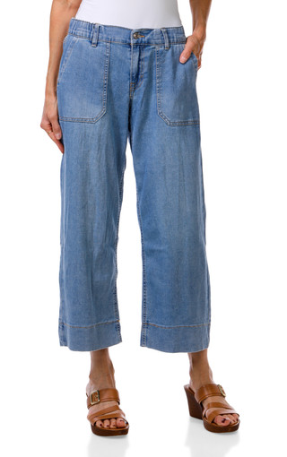 Thumbnail 1: Curve Women's Petite Denim Wide Leg Capris  