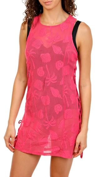 Thumbnail 1: Miken Juniors Sleeveless Crochet Swim Coverup Dress  
