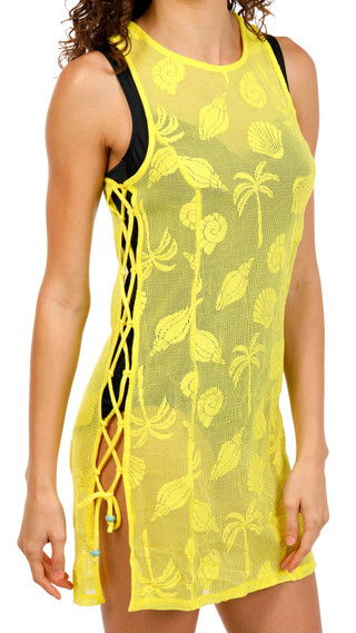 Thumbnail 3: Miken Juniors Sleeveless Crochet Swim Coverup Dress  