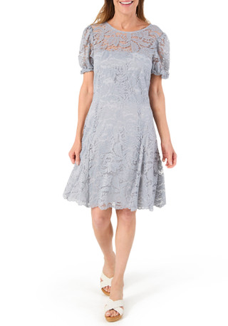 Thumbnail 1: Vince Camuto Women's Short Sleeve Floral Lace Dress 