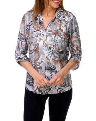 Thumbnail 1: Emily Daniels Women's Foil Dot Print Top 