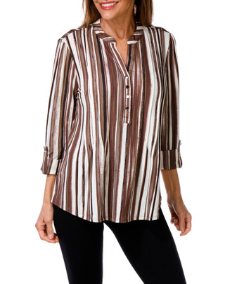 Thumbnail 1: AVA AND GRACE Women's Stripe Print Top  