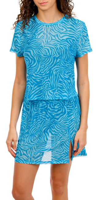 Thumbnail 1: Miken Juniors 2 Pc Mesh Animal Print Swim Cover Skirt Set  