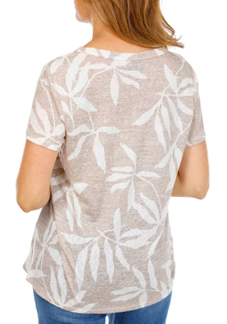 Thumbnail 2: BOBEAU Women's Floral Print Tie Front Top  