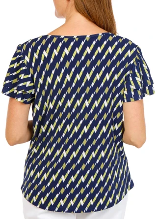 Thumbnail 2: ADRIENNE VITTADINI Women's Crepe Keyhole Neck Print Top 