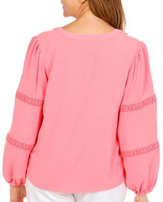 Thumbnail 2: Counterparts Women's Lace Trim Split Neck Top 