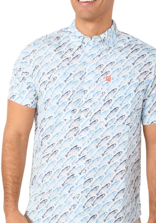 Thumbnail 1: American Outdoor Men's Fish Print Button Down Shirt 
