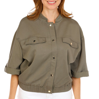 Thumbnail 2: Ellen Tracy Women's 3/4 Sleeve Bomber Jacket 