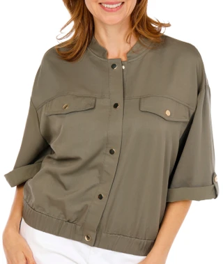 Thumbnail 1: Ellen Tracy Women's 3/4 Sleeve Bomber Jacket 