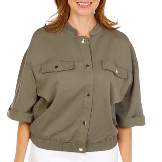 Thumbnail 4: Ellen Tracy Women's 3/4 Sleeve Bomber Jacket 