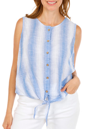 Thumbnail 1: Dash Women's Sleeveless Button Down Striped Top 