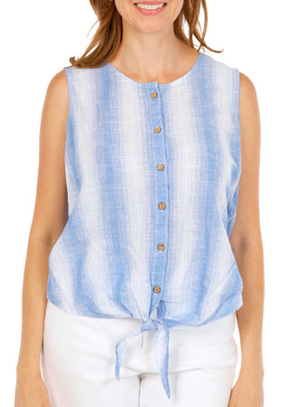 Thumbnail 4: Dash Women's Sleeveless Button Down Striped Top 